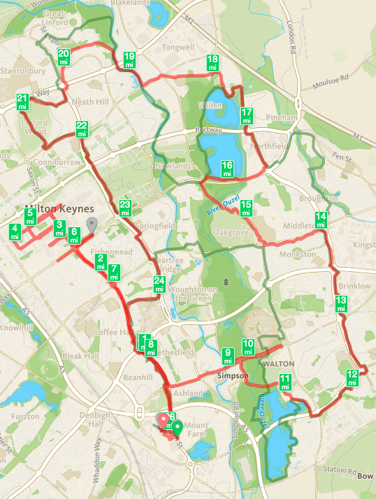 Milton Keynes Marathon Map